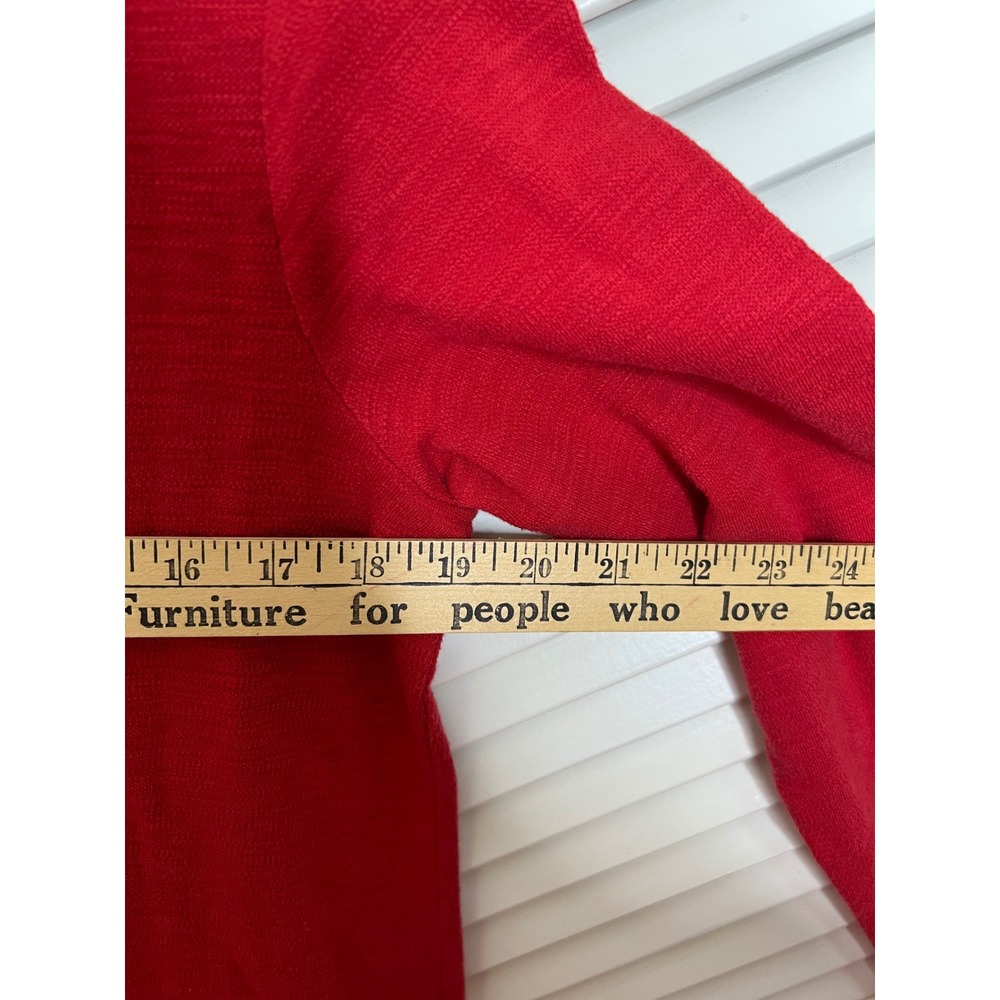 J Jill Red Tunic S Crew Neck Patch Pockets Side Slits Cozy Holiday Knit - Picture 8 of 8